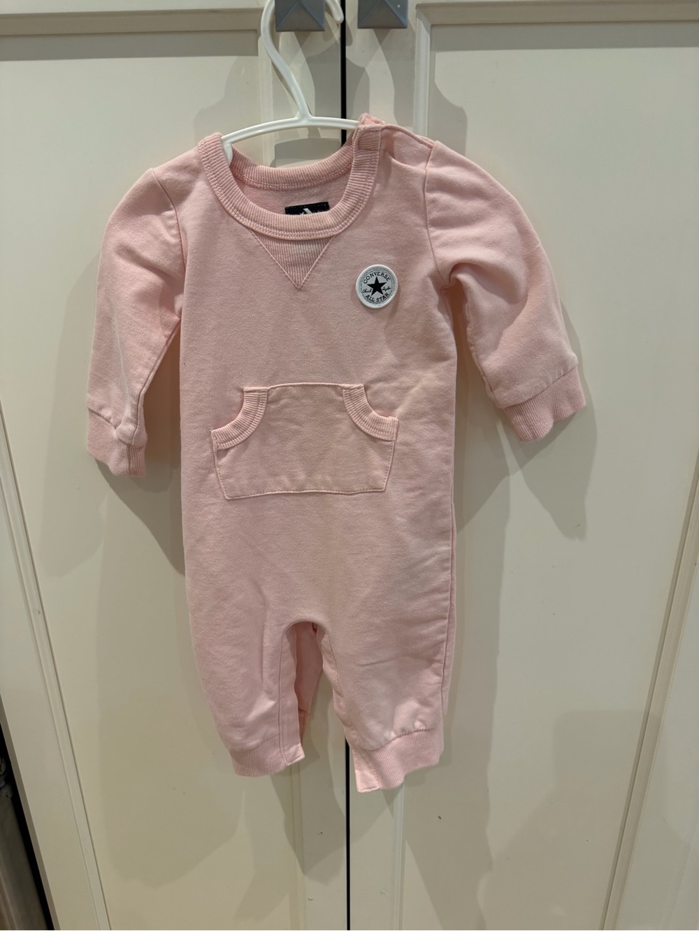 Converse 6m Pink Baby Romper with Front Pocket